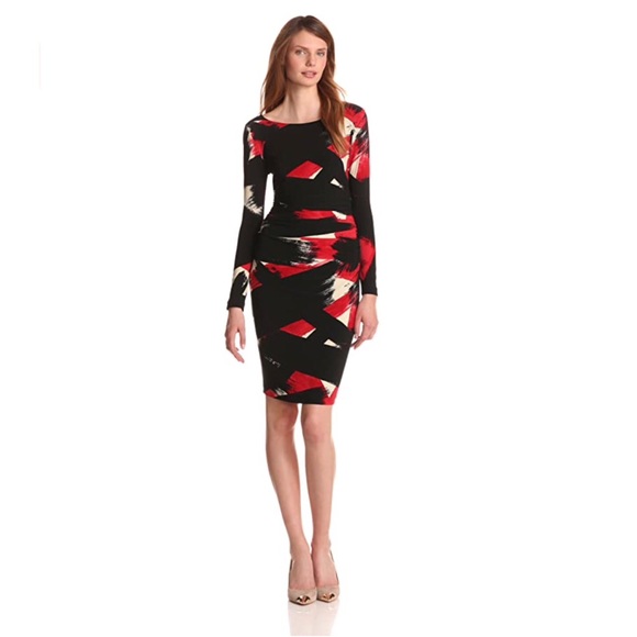 Norma Kamali Dresses & Skirts - Norma Kamali Kamalikulture Long Sleeve Shirred Abstract Bodycon Dress